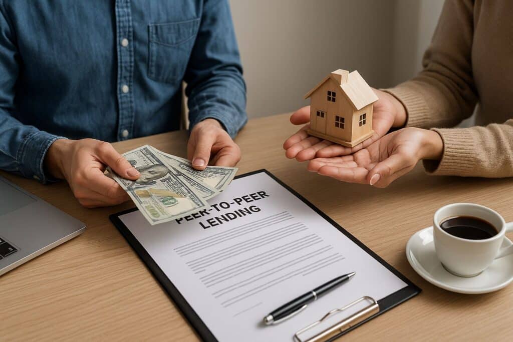 Peer-to-peer lending with cash and contract.